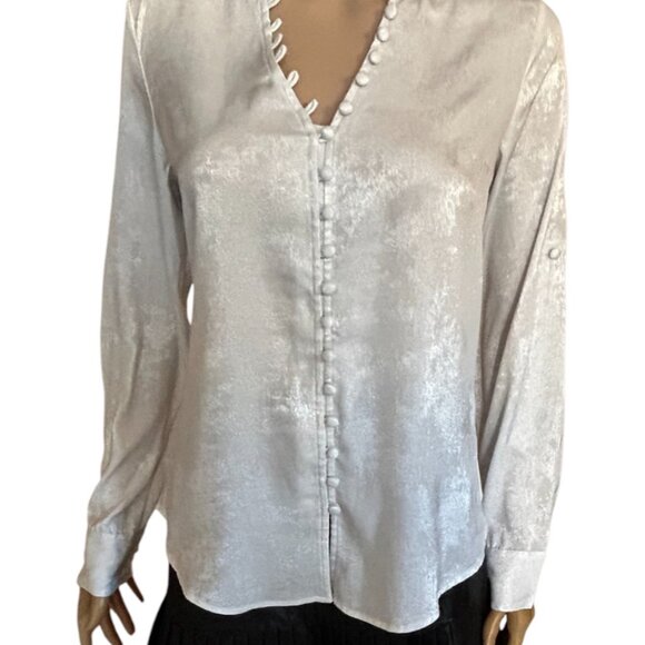 🎄 NWOT 🛍️ Express Silver HOLIDAY Party Cocktail Shirt Slim Fit XS - Picture 4 of 6